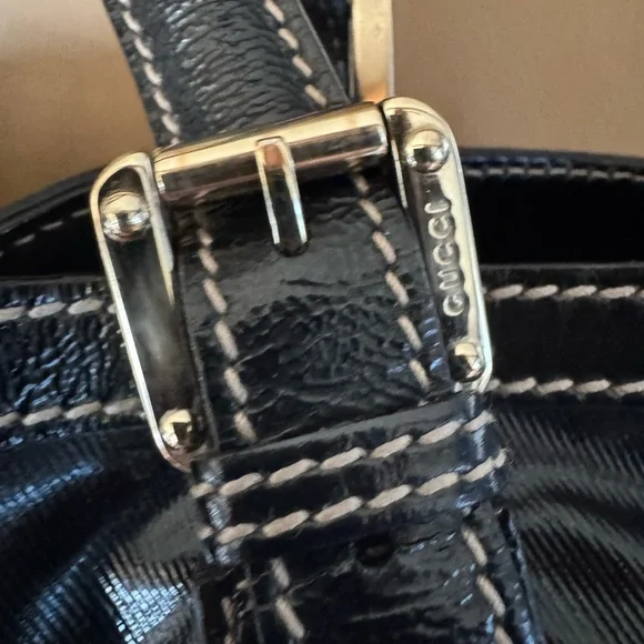 GUCCI Black Dialux Britt Hobo In EUC - Picture 3 of 13